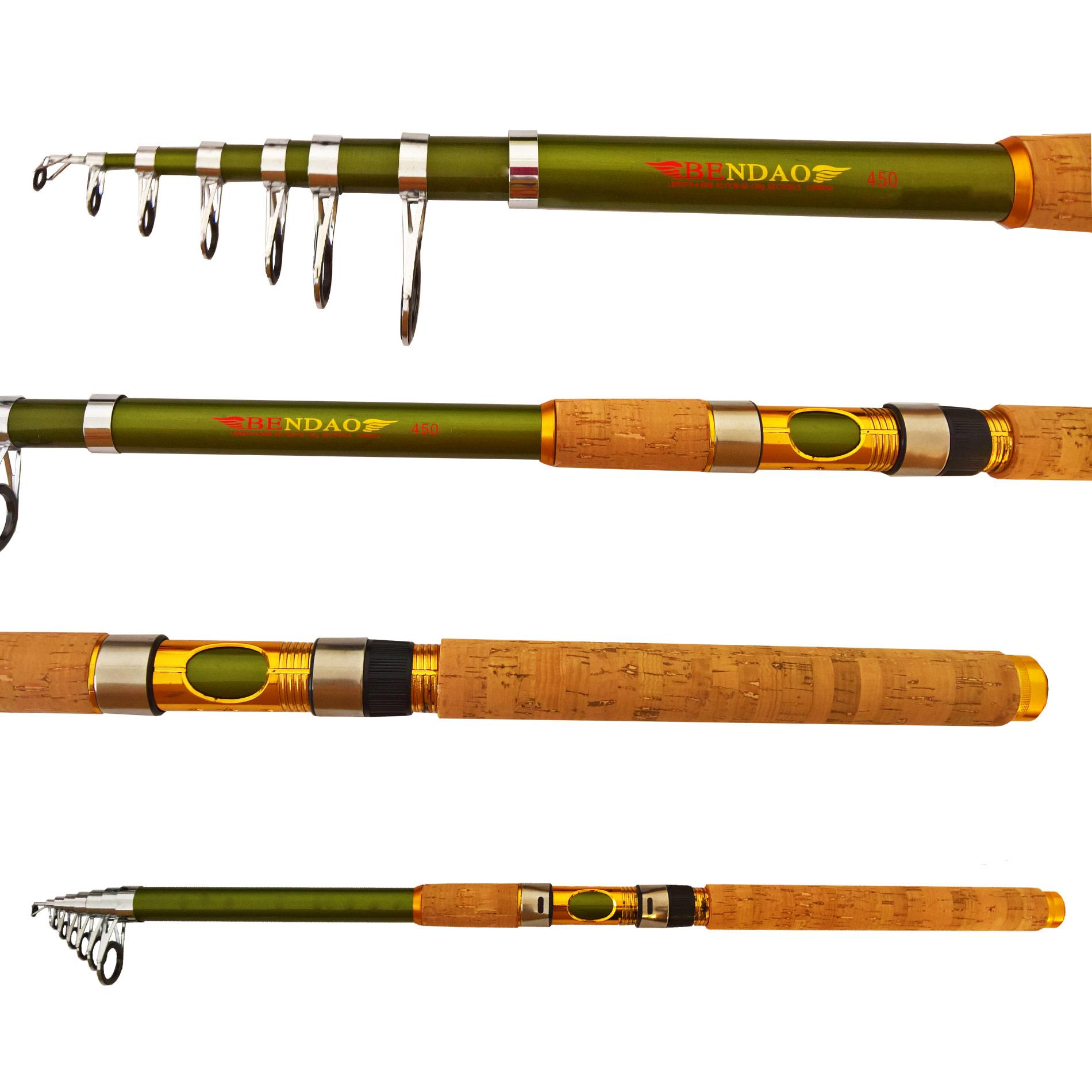 چوب ماهیگیری بندائوچوب پنبه ای 4.50 متری سبز رنگ